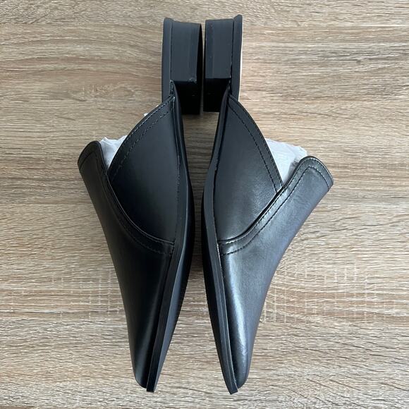 PiePieBuy Pointy Toe Mules Slip On Black Low Heel 9 NIB - Picture 5 of 8